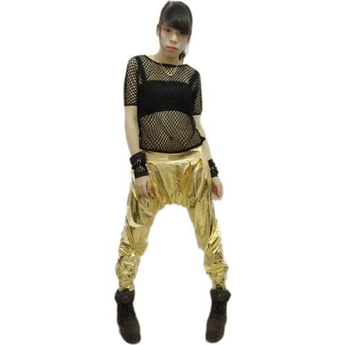 2015 New Fashion Jazz harem women hip hop dance pants stage performance costumes loose personality Paillette Trousers
