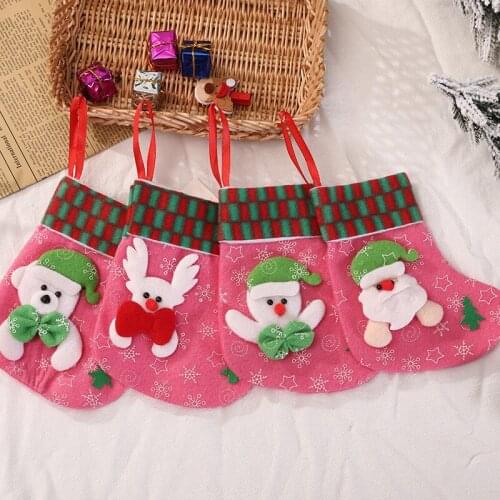 2021 New Hot Santa Elk Fabric Gift Socks Christmas Lovely For Children Fireplace Tree Christmas Decoration