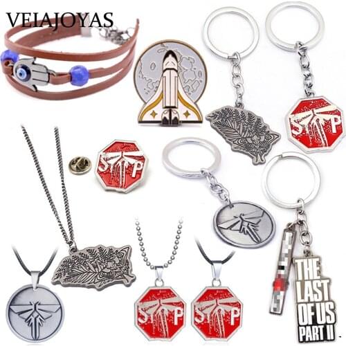 New The Last of Us Game Necklaces TLOU Joel Ellie Rocket Spaceship Firefly Pendant Keychain Necklace for Women Men Badge Jewelry