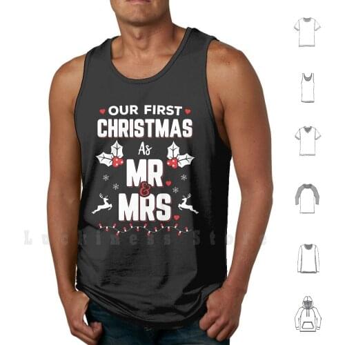 Couple Wife Husband Our First Christmas As Mr & Mrs Tank Tops Vest 100% Cotton Perfect Gift