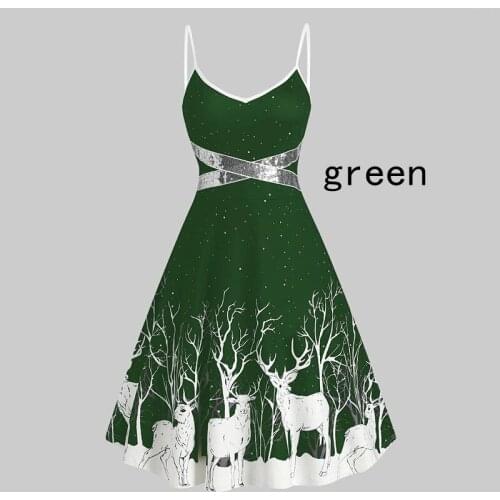 Dress Sequin Patchwork Sleeveless Vestido Sexy Tight Group Winter Deer Skater Party Cothing
