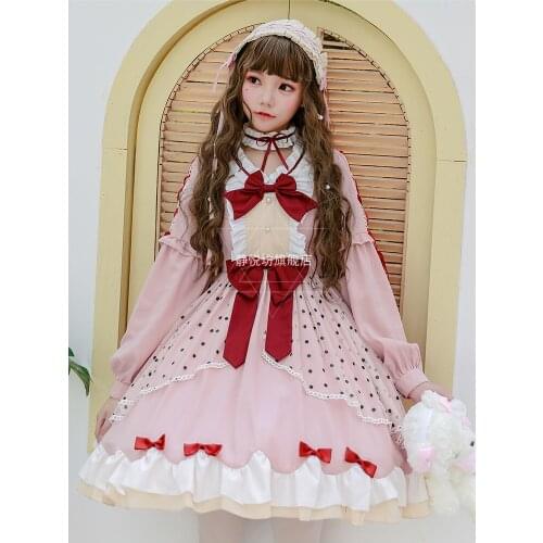 Princess tea party sweet lolita dress vintage lace bowknot high waist victorian dress kawaii girl gothic lolita op loli cosplay