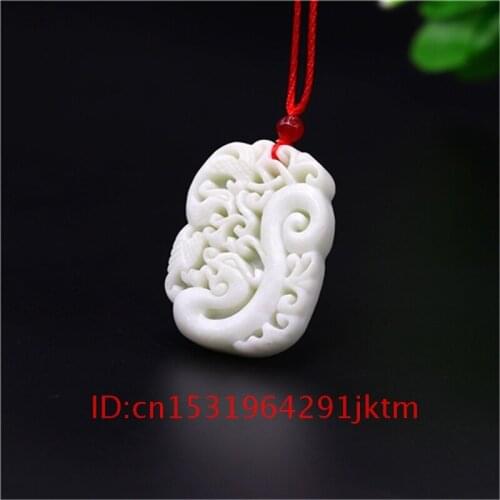 Hand-Carved Gifts Amulet for Pendant Accessories Chinese Charm Jewelry Necklace Fashion Dragon Phoenix Natural Women Jade White