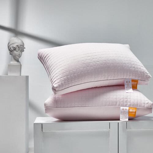 Washed Checkered Warm Velvet Pillows are Elastic, Fluffy and Soft Sleep Pillows on the Bed to Bring Good Sleep at Home and Hotel
