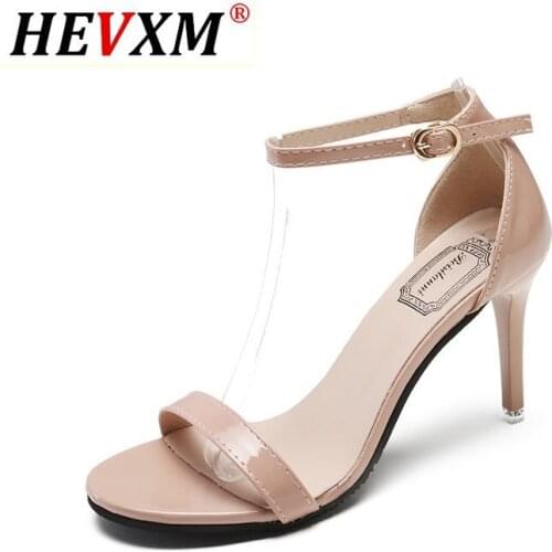 Brand Women Sandals Summer Shoes High Heels Leather Peep Toes Buckle Strap Woman Party Shoes Black Sandalia Mujer New Arrival