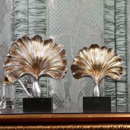 MODERN RETRO GINKGO LEAF STATUE CREATIVE LIVING ROOM OFFICE CABINETS ORNAMENTS HOME DECORATION RESIN CRAFTS DISPLAY R4063