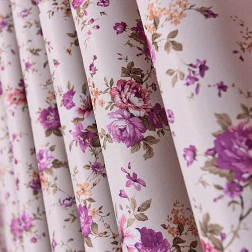 Pastoral Curtain for Window Bedroom Print Purple Flower Pattern Blackout Curtain for Living Room Sheer Fabric Drape X201#40