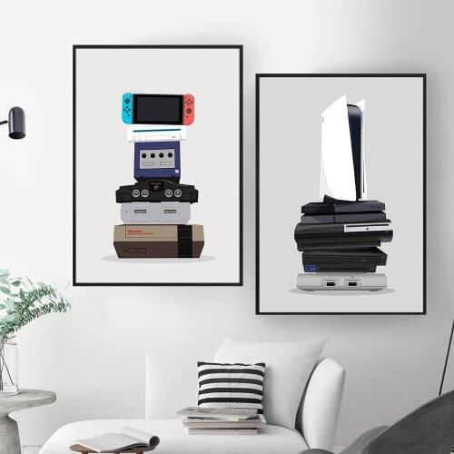 Gaming Print Retro Wall Art Canvas Painting Gamer Gift Video Game Vintage Poster Gamepad Controller Picture Boys Kids Room Decor