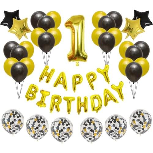 41pcs Number 18 Birthday Balloons 1 2 3th Happy Birthday 30 Years Old Party Decorations Gold And Black Boy Girl Supplies