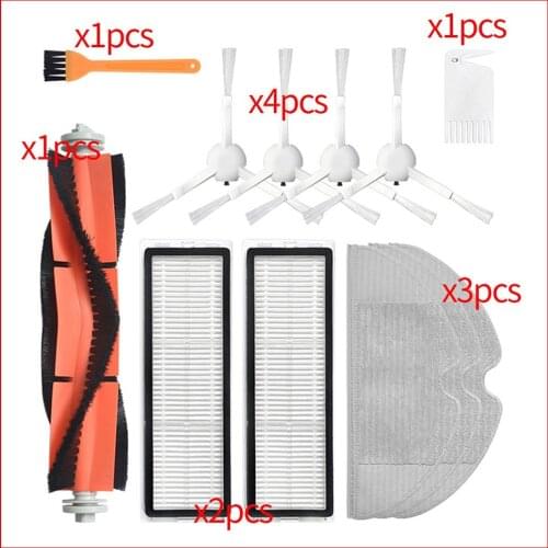 Main Brush For Xiaomi Mi Roborock Robot Vacuum Cleaner Hepa Filter + Main Side Brush + Mop Cloth Spare Parts Kits 1C/ STYTJ01ZHM