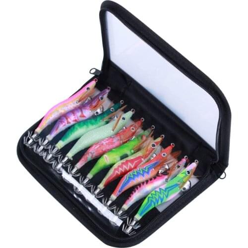 10pcs Squid 3.0# Umbrella Squid Hook Lumious Shrimp Bait Octopus Cuttlefish Jigging Wobbler Fishing Lure with beads