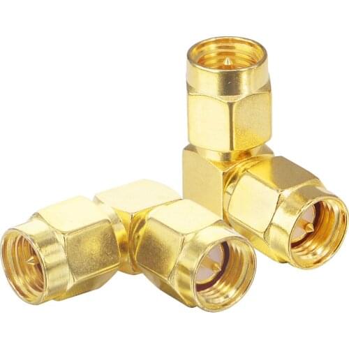 10PCS RF adapter SMA male to SMA Male connector 90 degree right angle SMA male to SMA male adapter for 3g 4g Antenna