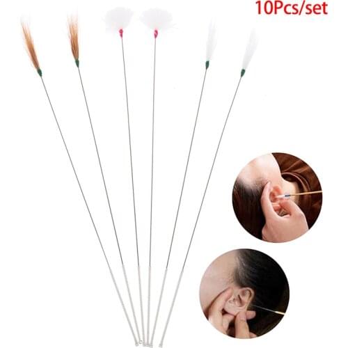 10Pcs Goose Feather Earpick Wax Remover Curette Ear Dig Tool Spoon Cleaner Stick