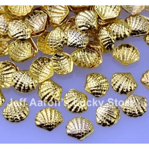 100PCS Beauty Gold Silver Nail Shell Rhinestone Accessories 3D Metal Nail Art Decoration Tools