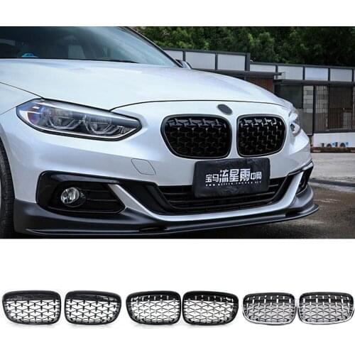 2Pcs Diamond Grille Car Racing Grill for BMW 1 Series F20 F21 2010-2014 Front Kidney Replacement Grilles Auto Accessories