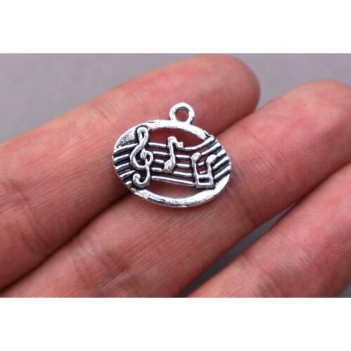 20pcs Tibetan Silver Plated Musical note Charms for pendant necklace DIY 20*17*2mm