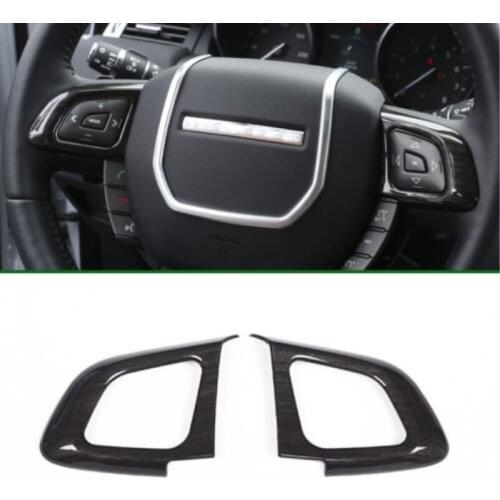 2x Car Interior Mouldings ABS Carbon Fiber Color Steering Wheel Button Trim Covers For Land Rover Range Rover Evoque Car Styling