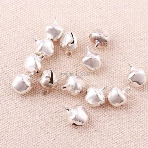 30pcs/lot Silver Color 10mm Christmas Jingle Bells Loose Beads Ornaments Charm Jewelry Making