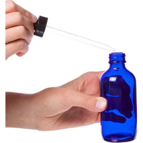 4pcs 120ml Dropper Bottle Empty Refillable Blue Glass Pipette Bottles for Essential Oils Lab Chemicals Reagent e-Liquid Massage