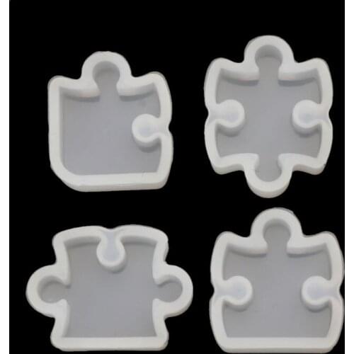 4Pcs Puzzle Gemstone Crystal Mold Silicone Mould DIY Jewelry Pendant Making Tool 85LB