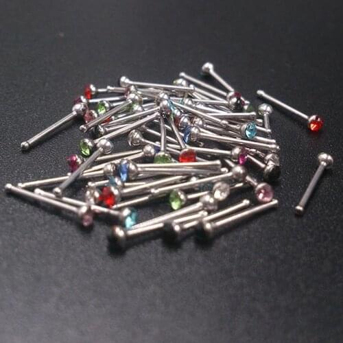 60pcs/set Fashion Crystal Rhinestone Stainless Steel Jewelry For Women Nose Piercing Nose Stud Nose Accessories Body Piercing