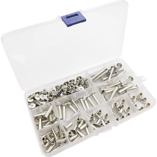 90 Sets Chicago Screw Binding Post Screw Kit for DIY Leather Decoration Scrapbook Photo Albums Bookbinding(9 Sizes)