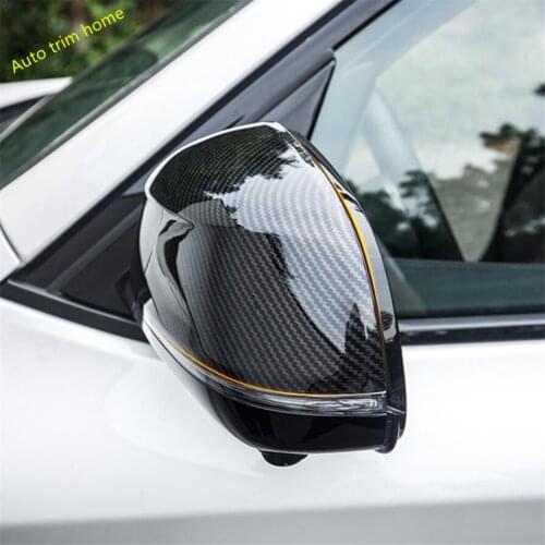 Lapetus Accessories Rearview Mirror Frame Cover Trim 2 Pcs Fit For BMW X3 G01 2018 2019 2020 2021 Chrome / Carbon Fiber Look