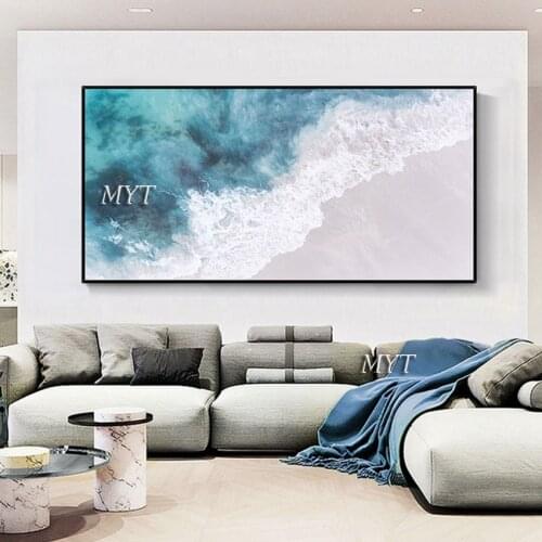 Hand Painted Wall art Picture Abstract blue cloud landscape oil painting handmade for Living room bedroom home decor no framed
