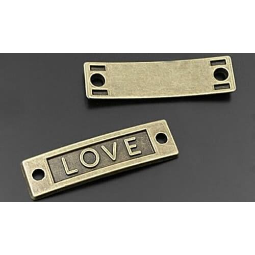 C135)20 pieces 35x10mm Antique Bronze Zinc Alloy Love Bracelets Connect Charms Diy Jewelry Findings Accessories Wholesale