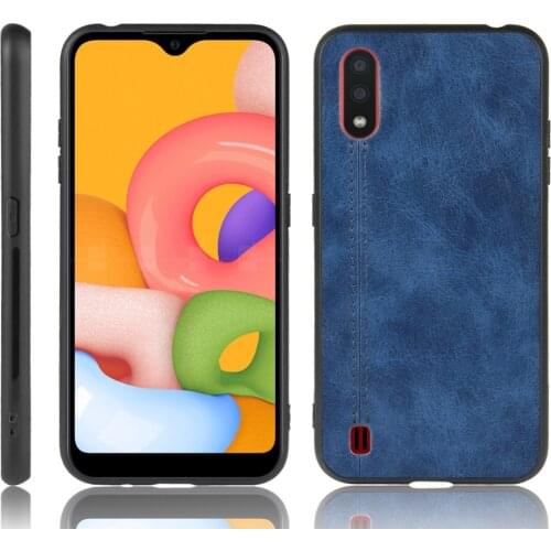 For Samsung Galaxy A01 A 01 Case Suture Soft Edge Calfskin PU Leather Phone Back Cover For Samsung Galaxy A01SM-A015F/DS Case