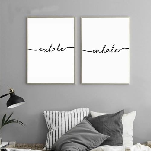 Black and White Inhale Exhale Nordic Poster Minimalist Canvas Painting Art Posters Prints Wall Pictures Living Room Home Decor