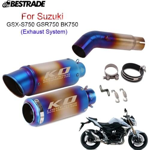 For Suziki 750 Motorcycle Exhaust System Middle Connector Pipe Slip On 51mm Muffler Escape Tips for Suzuki GSR750 GSXS750