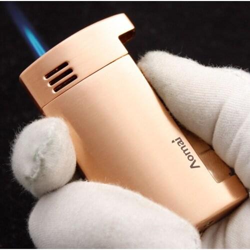 Torch Jet Windproof Lighter Metal Turbo Ultra Thin 1300 C Lighter Side Press Straight Fire Gas Butane Welding Cigarettes Lighter