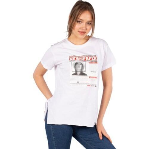 Newspaper Printed T-SHIRT-White