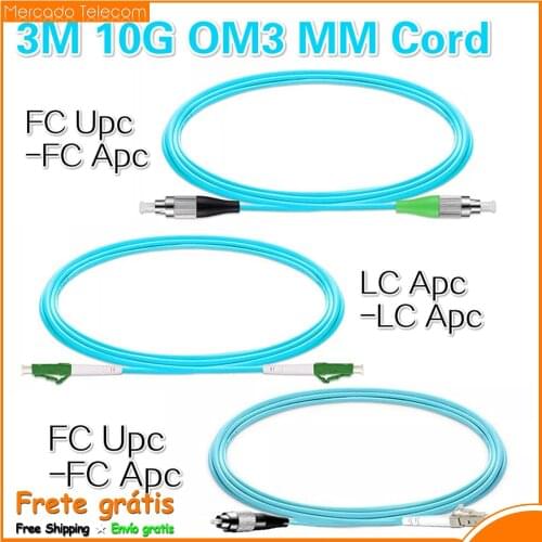 Stock Ready 3M 10G 5pcs/Lot FC-LC LC-LC FC-FC Multimode fiber optic patch cord OM3 fiber optic cable free shipping