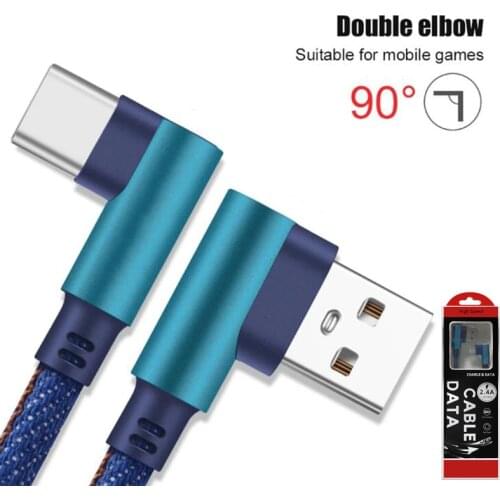 USB Type C Cable 90 Degree Fast Charging Cable For Huawei P10 P20 P30 Pro Lite For Samsung Redmi Note 7 Type-C Charger Data Line