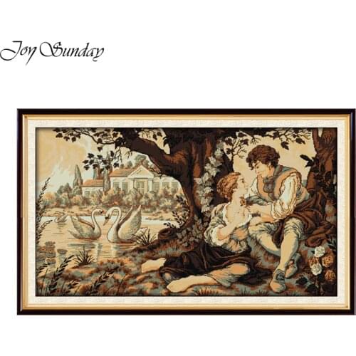 Counted Chinese Cross Stitch Kits Swan lake and the Lovers 11 14CT DMC Stamped Embroidery Set DIY Handwork Home Decor Needlework