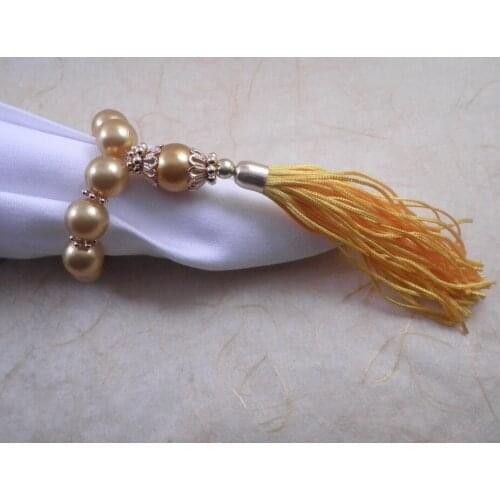 Tassel napkin ring, pearl beaded wedding napkin holder