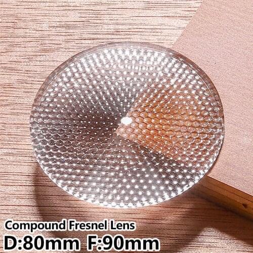 Compound Fresnel lens D80mm F90mm Eliminate stray light Photography lamp Cast light Fly eye lens Customizable