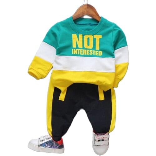 Newborn Baby Boy Girl Clothing Set Cotton Kids Toddler Clothes Letter Sport Suit For Boy Infant Sweater Full t-shirt+pants