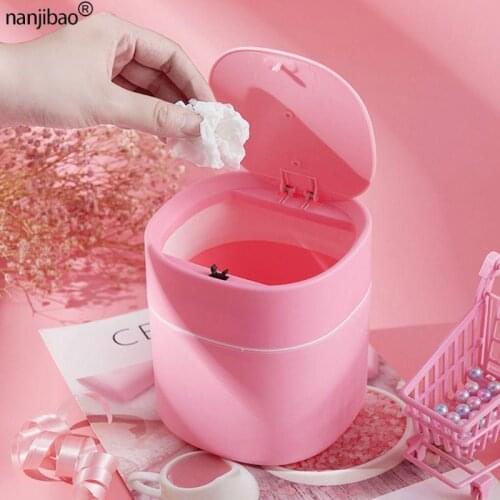 Multifunctional Home Car Storage Bucket Garbage Bin Mini Desktop Trash Can With Lid Nordic Style Living Room Office Accessories