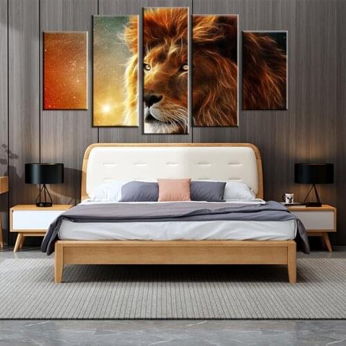 HD Prints Modular Pictures Living Room Home Decor 5 Pieces Mystic Lion Canvas Paintings Abstract Animal Posters Wall Art Frame