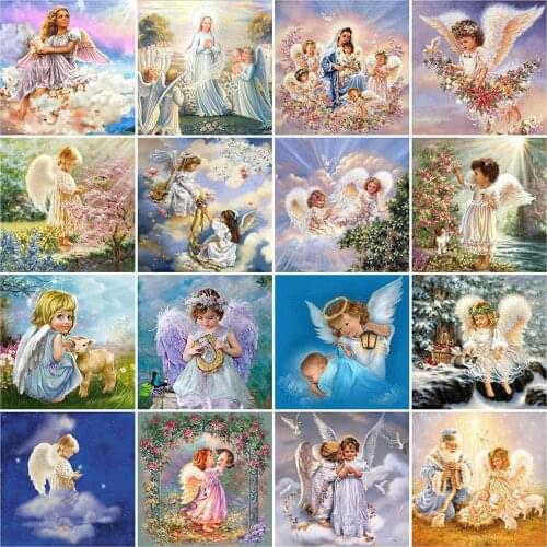 MomoArt 5D DIY Diamond Embroidery Angel Cross Stitch Kit Full Square Diamond Painting Kid Portrait Handmade Gift Wall Decoration