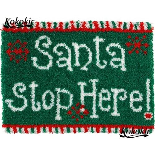 Latch hook kits rug printed canvas accessories diy Christmas decor needle for carpet embroidery santa pattern latch hook kussen