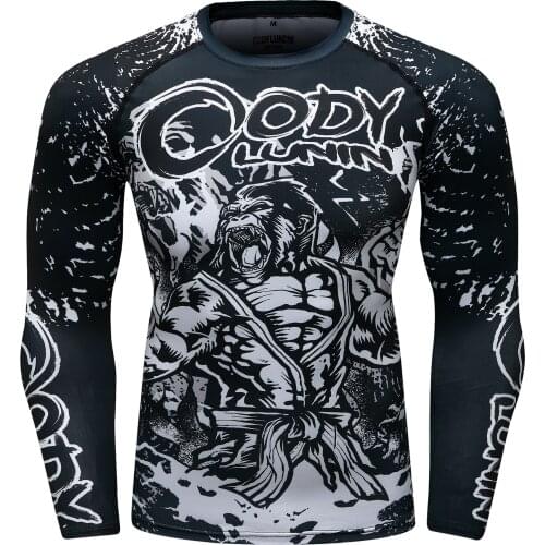 New design MMA Running T-Shirt Rashguard Men Long Sleeve T Shirts Bodybuilding MMA Clothing Sport Tops 3D Print T Shirt