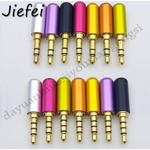 Wholesale 7 colors Aluminum Jack 3.5 Audio male jack 3.5mm 1/8" 3 4 pole Stereo plug Gold Plated Wire Connector Earphone DIY