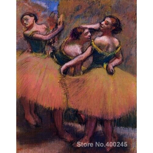 Portrait Paintings impressionist Three Dancers Green Blouses Edgar Degas High quality Handpainted