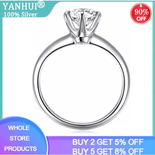 Sell at a loss! Female Zirconia Diamond Solitaire Ring Luxury Women 925 Silver Gold Color Wedding Ring Promise Engagement Rings
