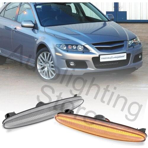 Clear Lens Amber LED Front Bumper Side Marker Indicator Light for 2003-2008 Mazda 6 MPS GG GY Turn Signal Lamps