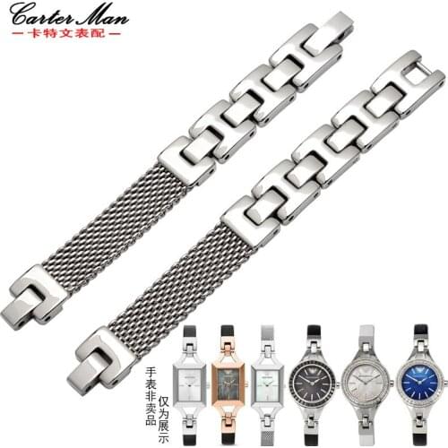 New High quality 3.5mm Staninless steel and Genuine leather watchband for AR7331 7328 7330 women watch strap